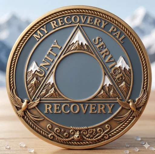 Mountain sobriety medallion