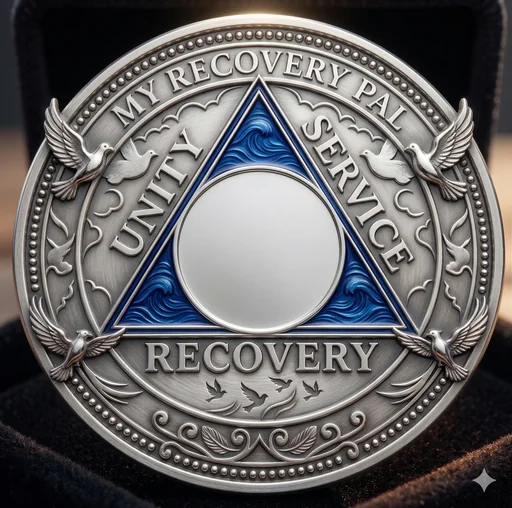 Silver sobriety medallion