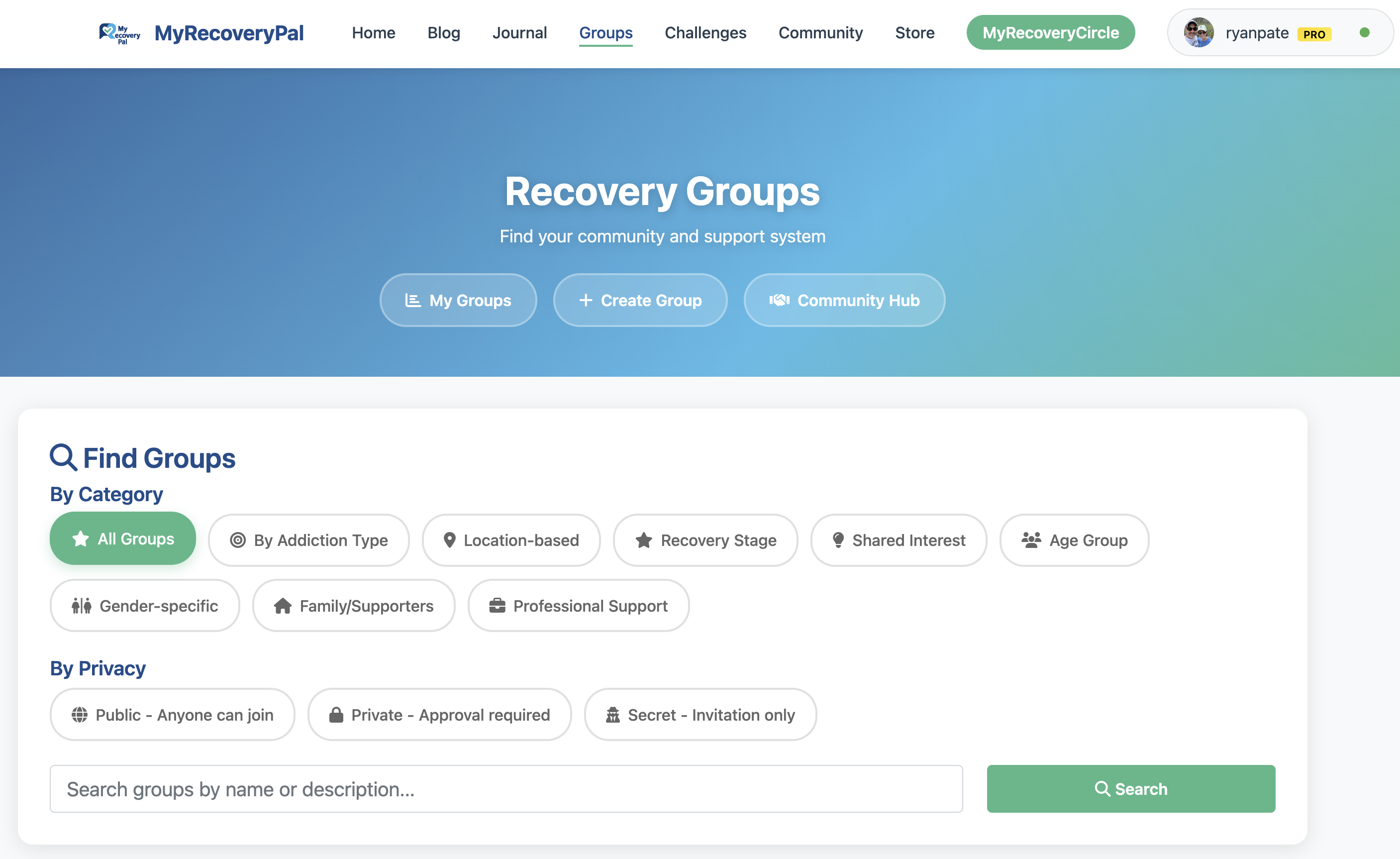 Join challenges and groups